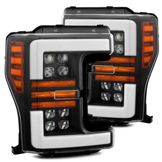 17-19 Ford F-250 SD NOVA LED Proj Headlights Plank Style Matte Blk w/Activ Light/Seq Signal