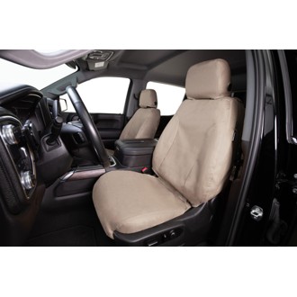16-26 Ford Transit Polycotton SeatSaver Custom Front Row Seat Covers-Taupe