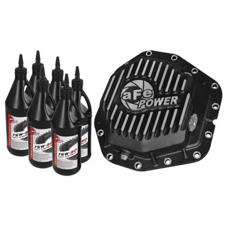 Pro Series Rear Differential Cover Black W/ Machined Fins & Gear Oil