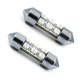 31mm 6 LED SMD Festoon Bulbs, Cool White, Pair
