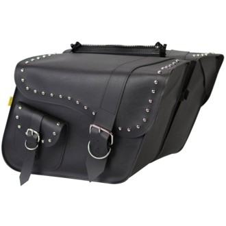 Universal Ranger Studded Large Slant Saddlebags (16 in L x 11 in H x 6.5 in W) - Black