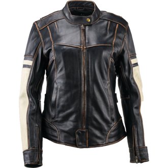 Leather By River Road Dame Vintage Leather Jacket Black Womens - Small
