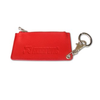 Leather Zip Keychain - Red