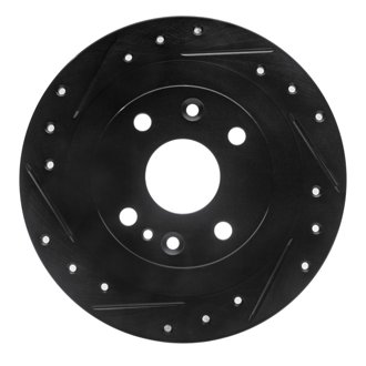 R1 1990-2003 Ford Escort Rear Left Drilled & Slotted Black Brake Rotor