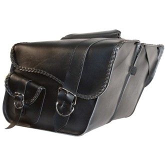Universal Ranger Braided Large Slant Saddlebags (16 in L x 11 in W x 6.5 in H) - Black