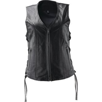 Leather By River Road Sapphire Leather Vest Black Womens - Small