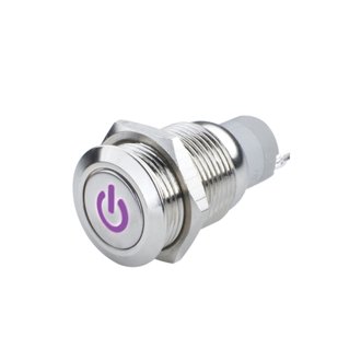 Pre-Wired Power Symbol On/Off Flush Mount Led Switch, Uv/Purple