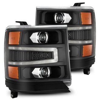16-18 Chevy 1500HD LUXX LED Proj Headlights BK w/Seq Actvn Light / SeqSig (Req PN 810023