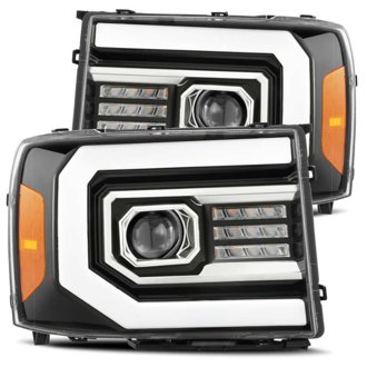 07-13 GMC 1500HD PRO-Series Proj Headlights Plank Style Gloss Blk w/Activ Light/Seq Signal
