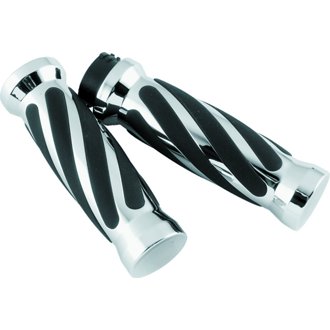 Bikers Choice 81-17 XL & Big Twin Dual Cable Chrome & Black Twisted Grips Pr