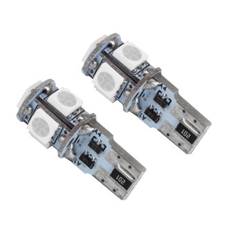 T10 5 LED 3 Chip SMD Bulbs, Red, Pair
