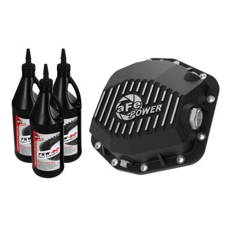 Pro Series Rear Differential Cover Black W/ Machined Fins & Gear Oil