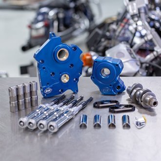 2017+ Oil Cooled M8 Models Chain Drive 465C Cam Chest Kit w/ Chrm Pushrod Tubes Incl. VVT