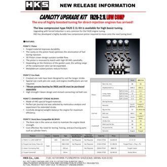 PISTON KIT FA20 2.1L LOW COMP