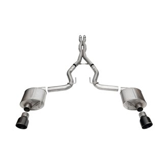 Corsa 24+ Ford MustangGT Sport Cat-Back Ex.Sys 3.0in Dual Rear Exit w/4.5in Blk PVD Pro Series Tips