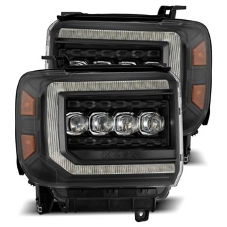 14-18 GMC Sierra NOVA LED Proj Headlights Plank Style Black w/Activ Light/Seq Signal/DRL