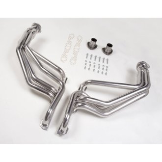 SILVER LONG-TUBE E.O. HEADERS; 67-91 GM TRUCKS, MOTORHOMES; 283-400 NO A.I.R.