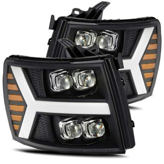 07-13 Chevy 1500HD NOVA LED Proj Headlights Plank Style Matte Blk w/Activ Light/Seq Signal