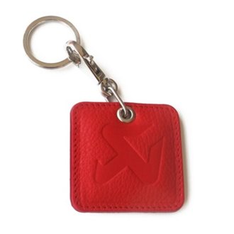Square Leather Keychain - Red