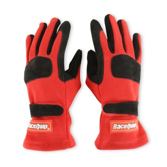 SFI 3.3/5 Red / Black Short Gauntlet Nomex Race Gloves - Small