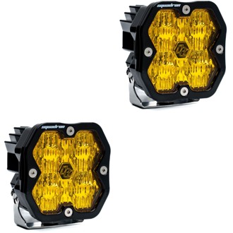 Squadron 2.0 Sport Black LED Auxiliary Light Pod Pair (No Harness) (Wide Cornering; Baja Amber)
