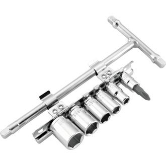 1/4in Drive T-handle Set (6mm/8mm/10mm/12mm/14mm/#2 Phillips