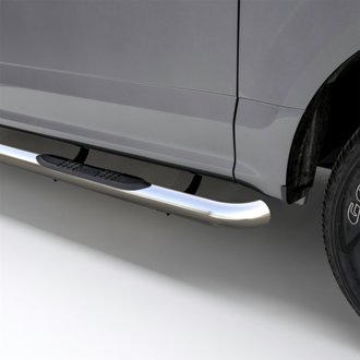 3in. Round Polished Stainless Side Bars; Select Toyota Tundra