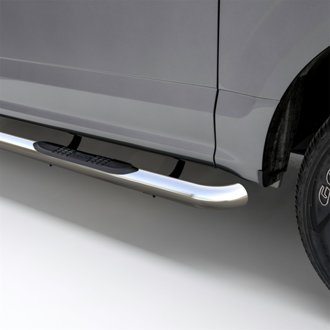 3in. Round Polished Stainless Side Bars; Select Ford F-150; F-250; F-350