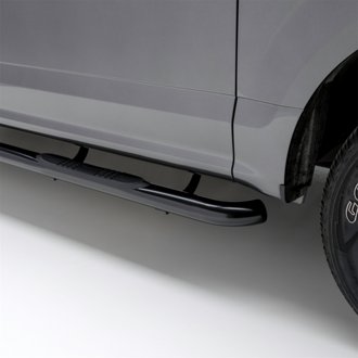 3in. Round Black Steel Side Bars; Select Silverado; Sierra 1500 Extended Cab