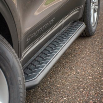 AeroTread 5in. x 76in. Black Stainless Running Boards; Select Cadillac; Chevy; G