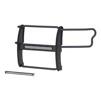 Pro Series Black Steel Grille Guard with Light Bar; Select Ford F-150