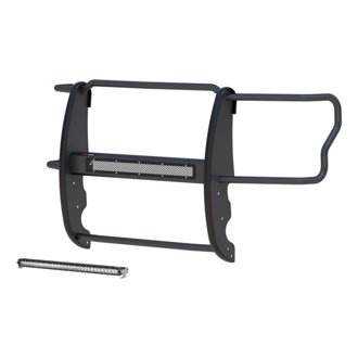 Pro Series Black Steel Grille Guard With Light Bar; Select Ford Super Duty