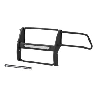 Pro Series Black Steel Grille Guard with Light Bar; Select Dodge; Ram 2500; 3500
