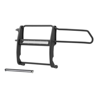 Pro Series Black Steel Grille Guard with Light Bar; Select Dodge; Ram 1500