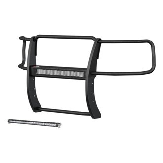 Pro Series Black Steel Grille Guard with Light Bar; Select Chevy Silverado 1500