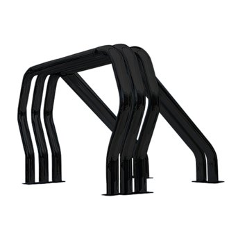 Bed Bars Complete Kit - Triple Bar/Double Kicker (Between Wheel Wells) - Black