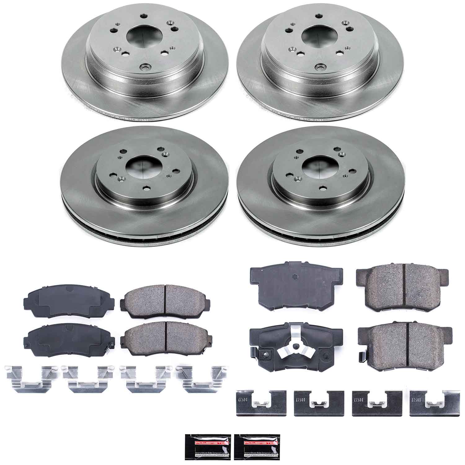 Oe Stock Replacement Low-Dust Ceramic Brake Pad And Rotor Kit