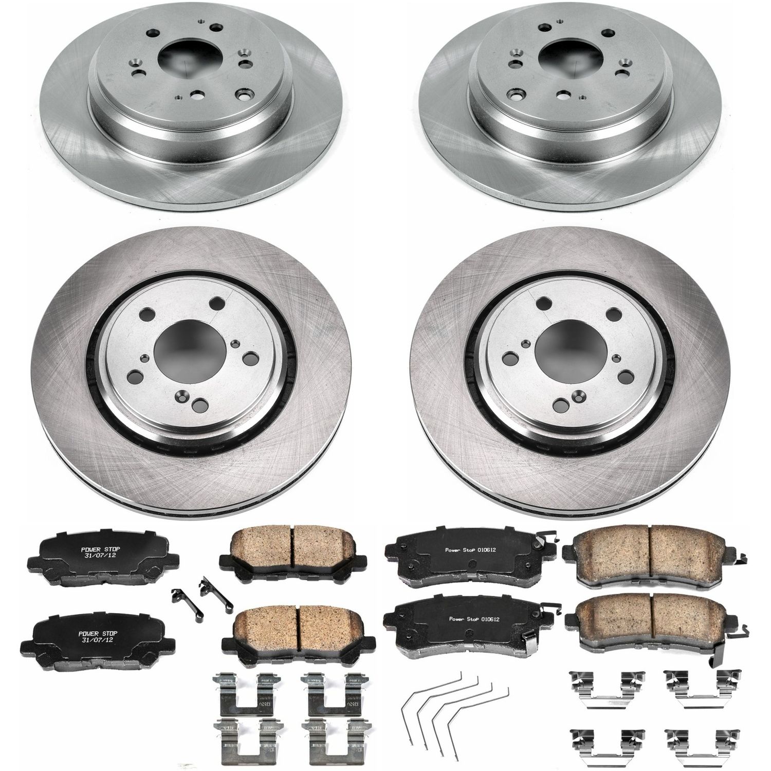 Oe Stock Replacement Low-Dust Ceramic Brake Pad And Rotor Kit