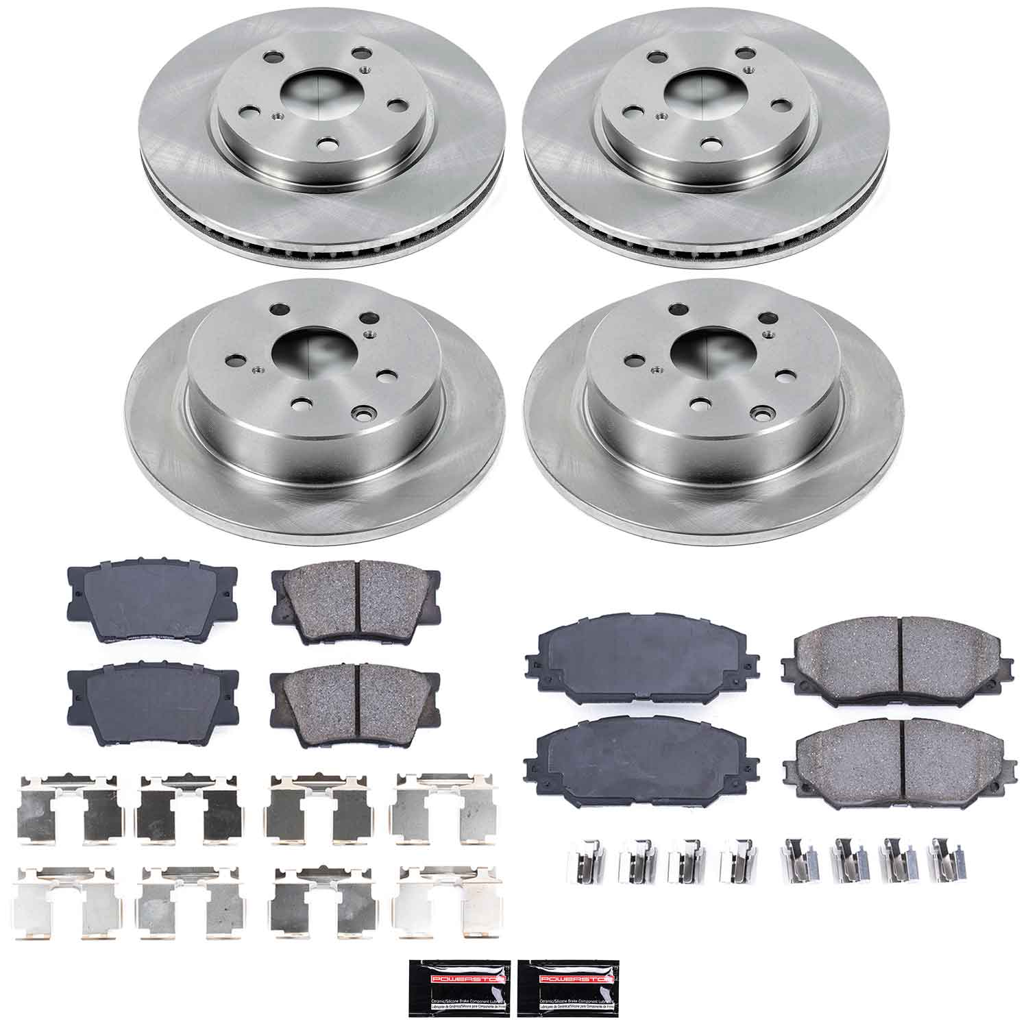 Oe Stock Replacement Low-Dust Ceramic Brake Pad And Rotor Kit