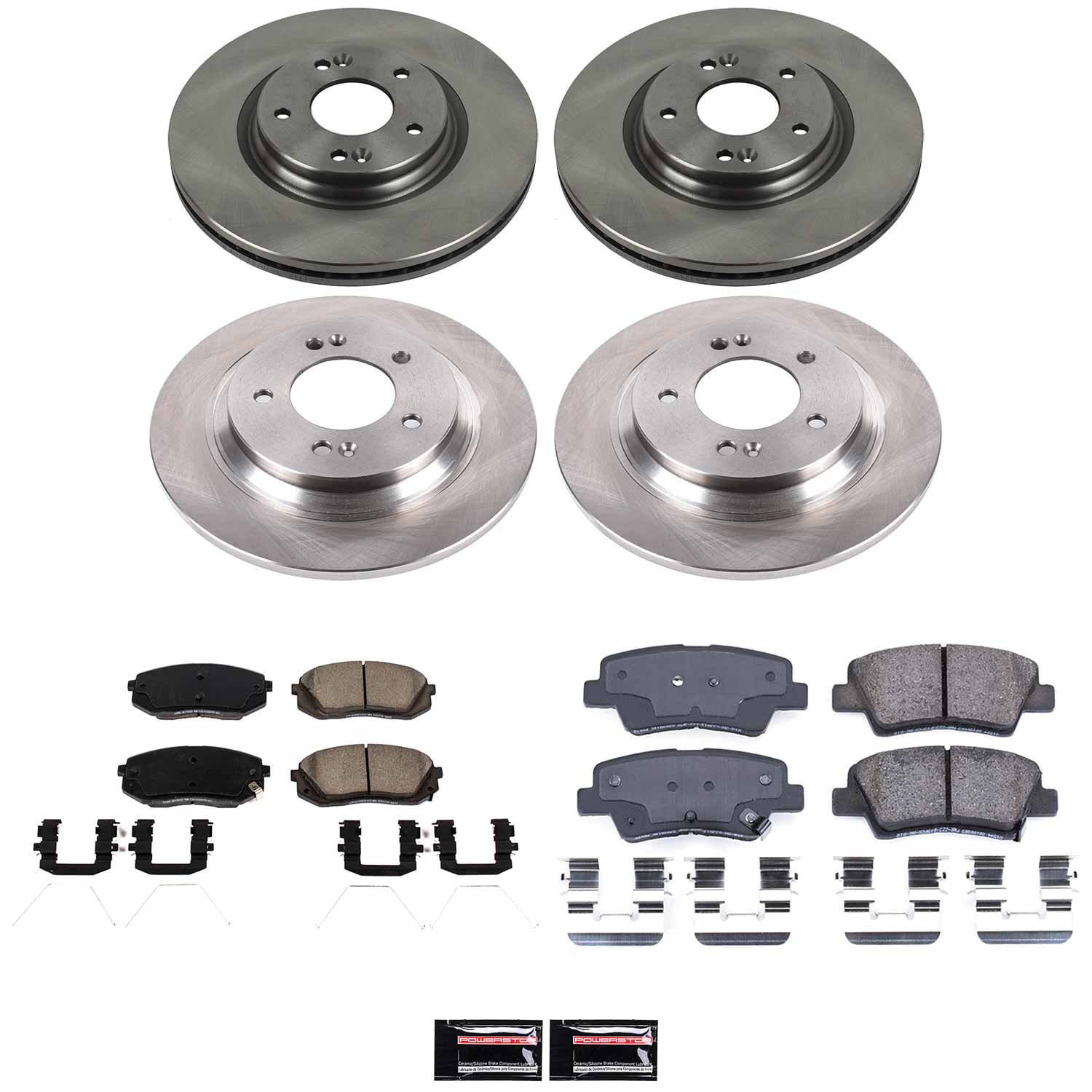 Oe Stock Replacement Low-Dust Ceramic Brake Pad And Rotor Kit