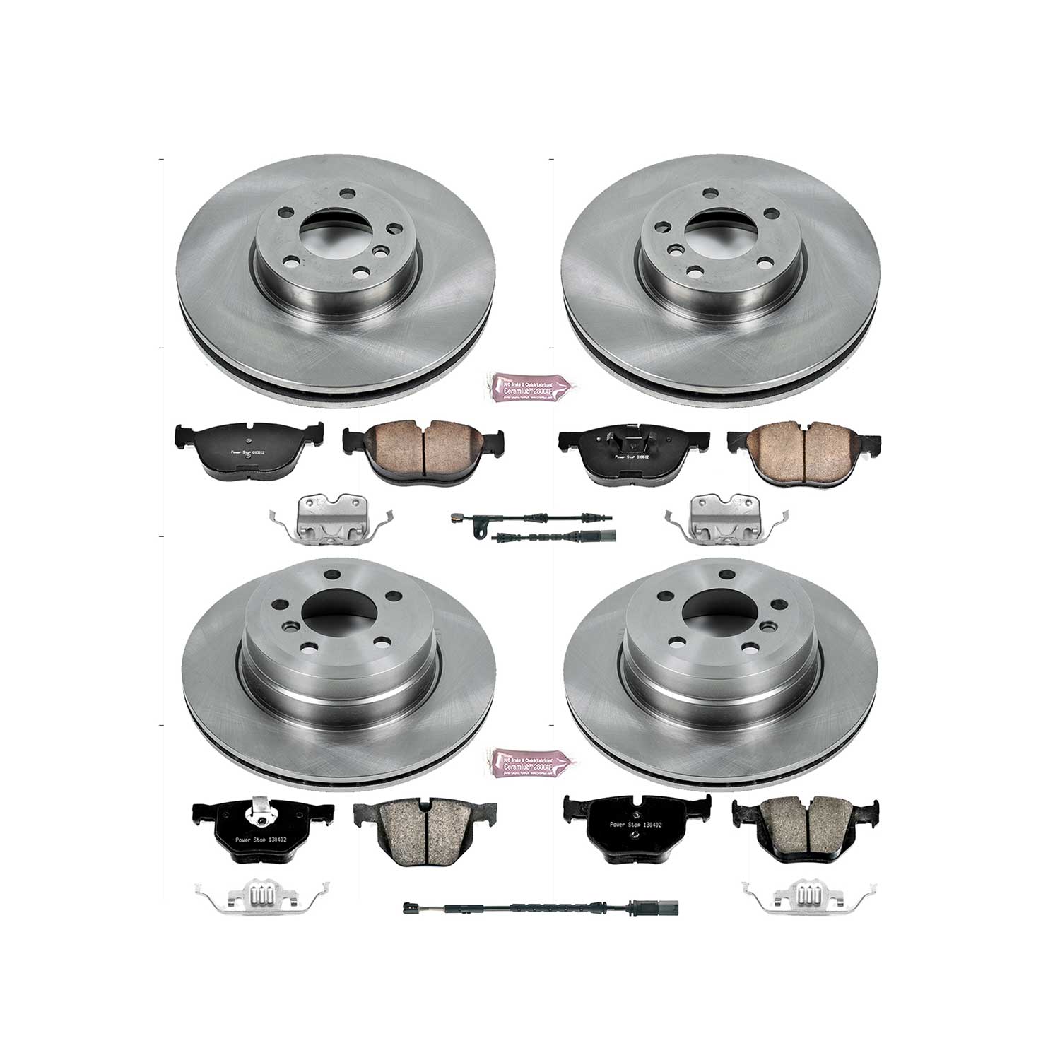 Oe Stock Replacement Low-Dust Ceramic Brake Pad And Rotor Kit