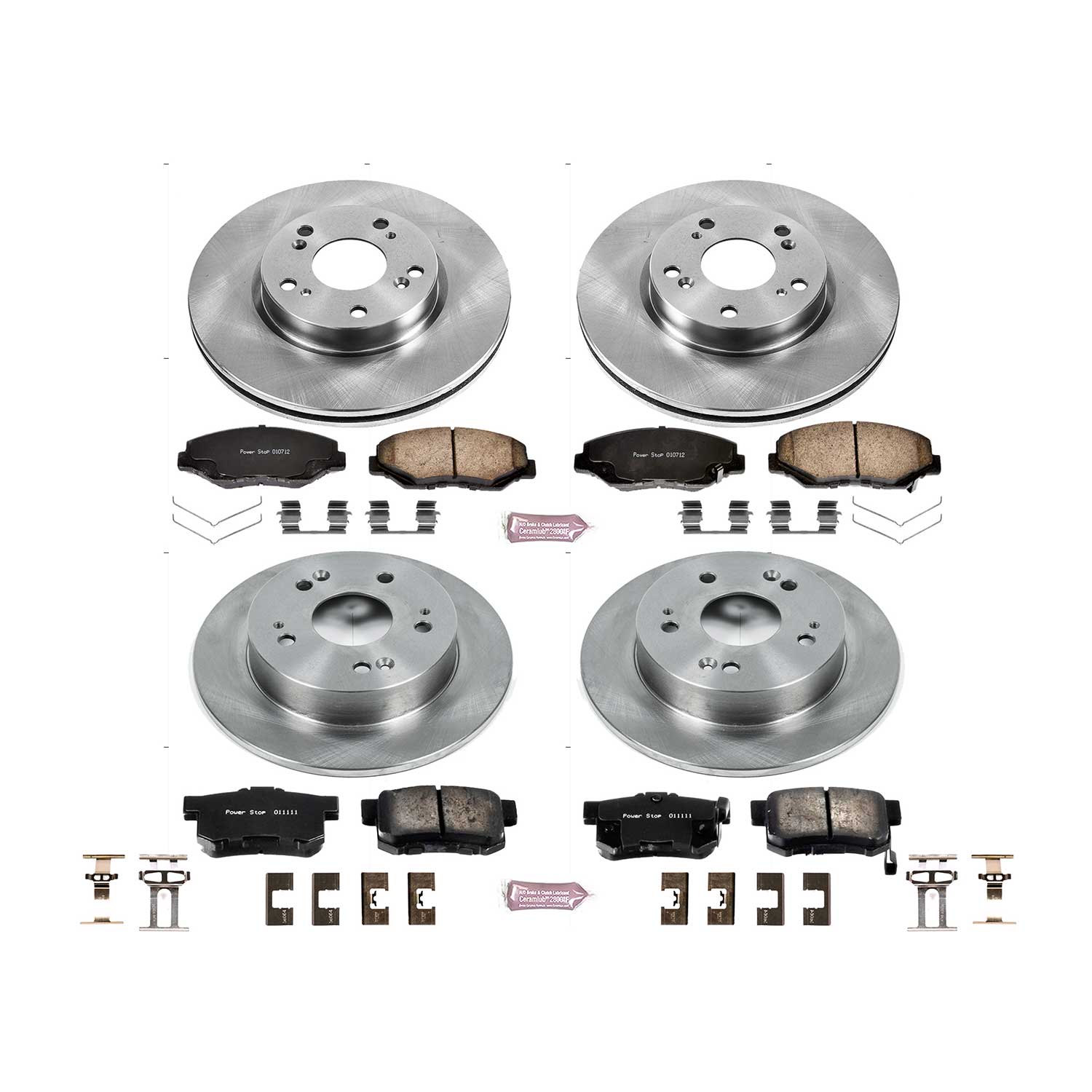 Oe Stock Replacement Low-Dust Ceramic Brake Pad And Rotor Kit