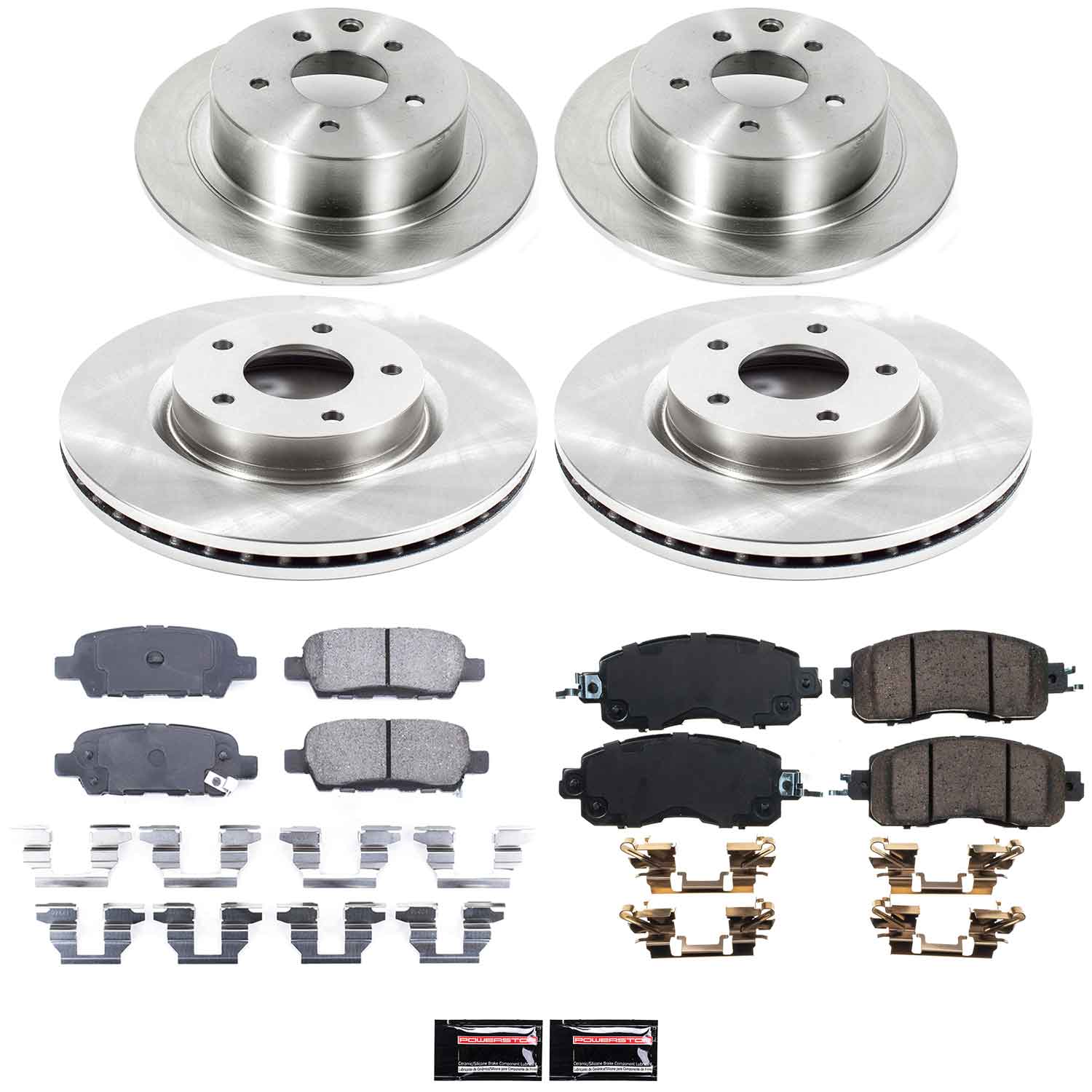Oe Stock Replacement Low-Dust Ceramic Brake Pad And Rotor Kit