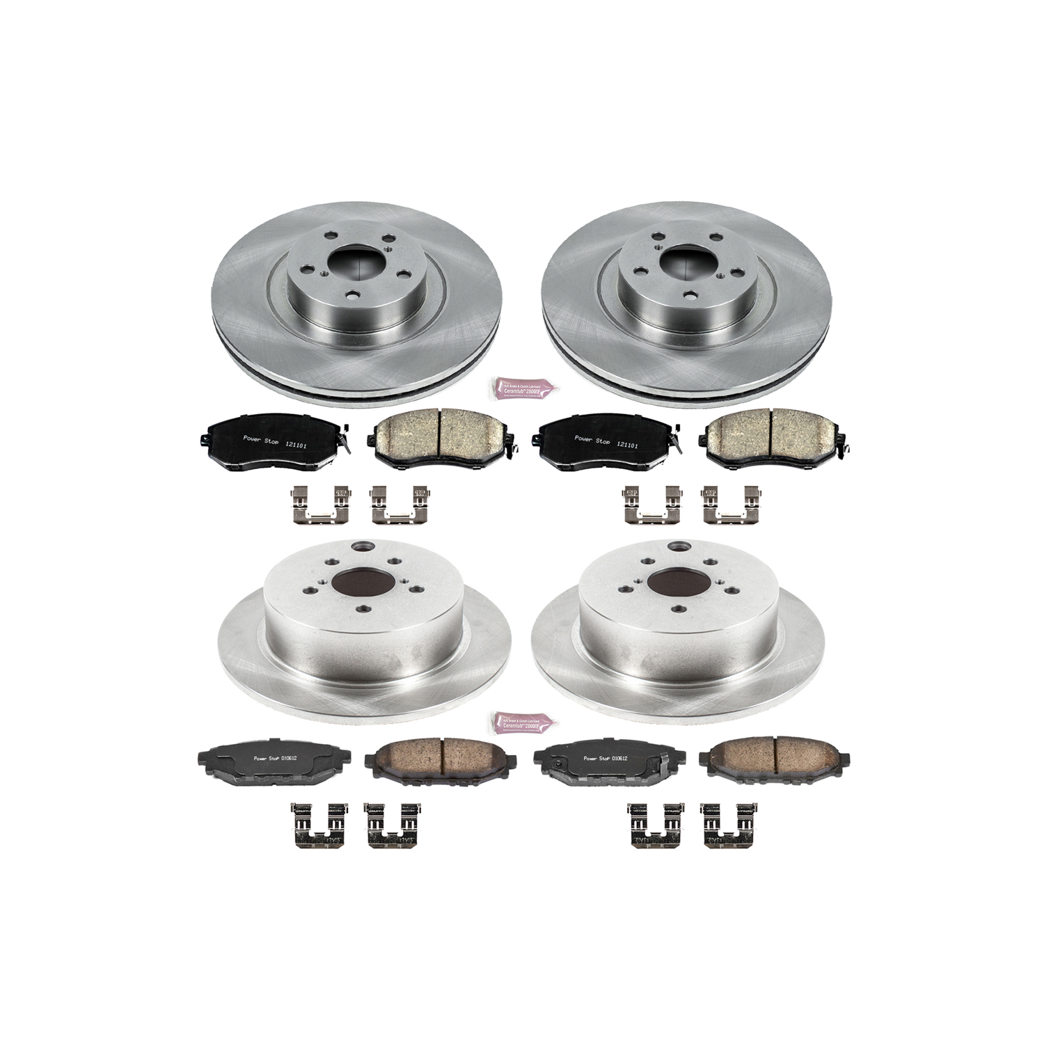Oe Stock Replacement Low-Dust Ceramic Brake Pad And Rotor Kit