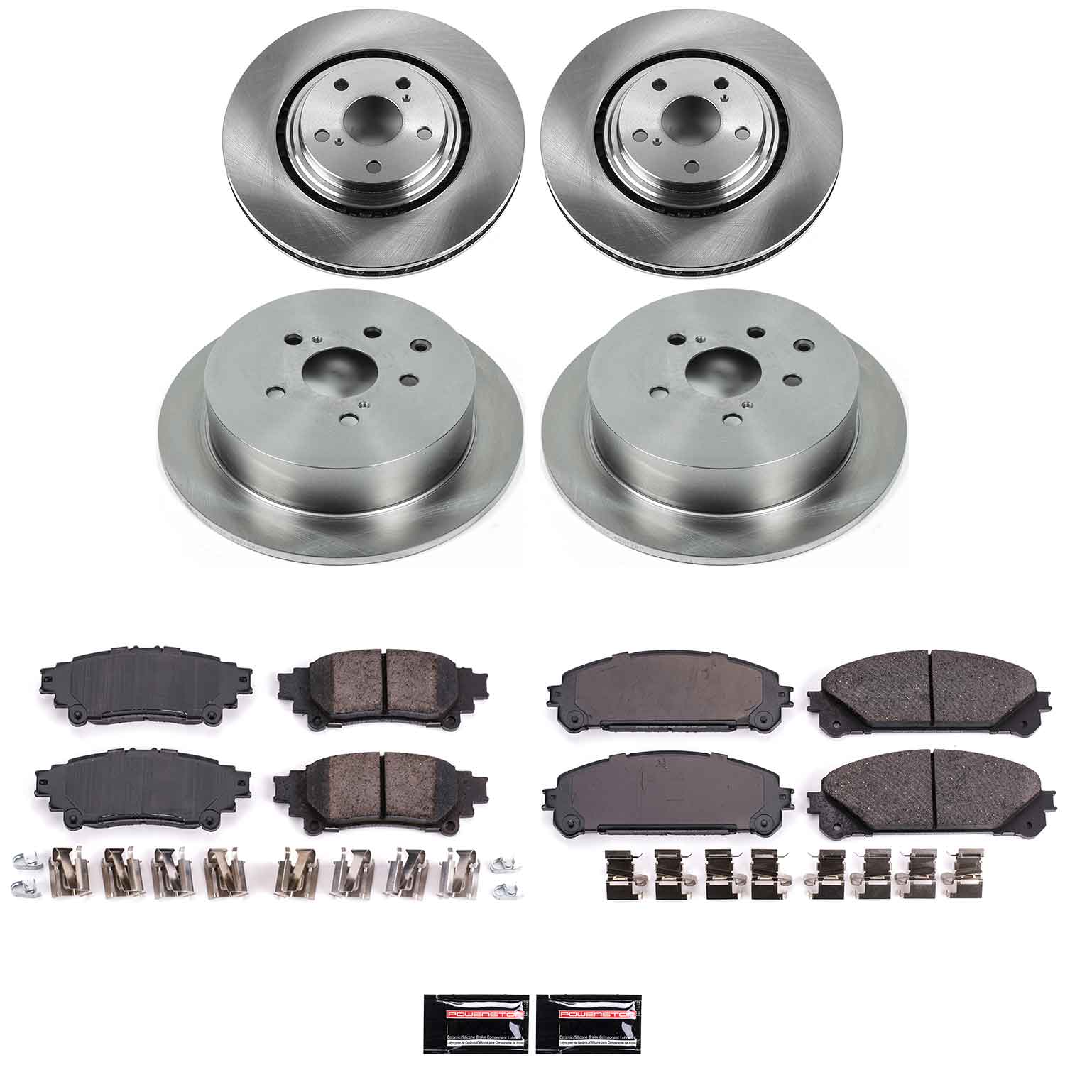 Oe Stock Replacement Low-Dust Ceramic Brake Pad And Rotor Kit