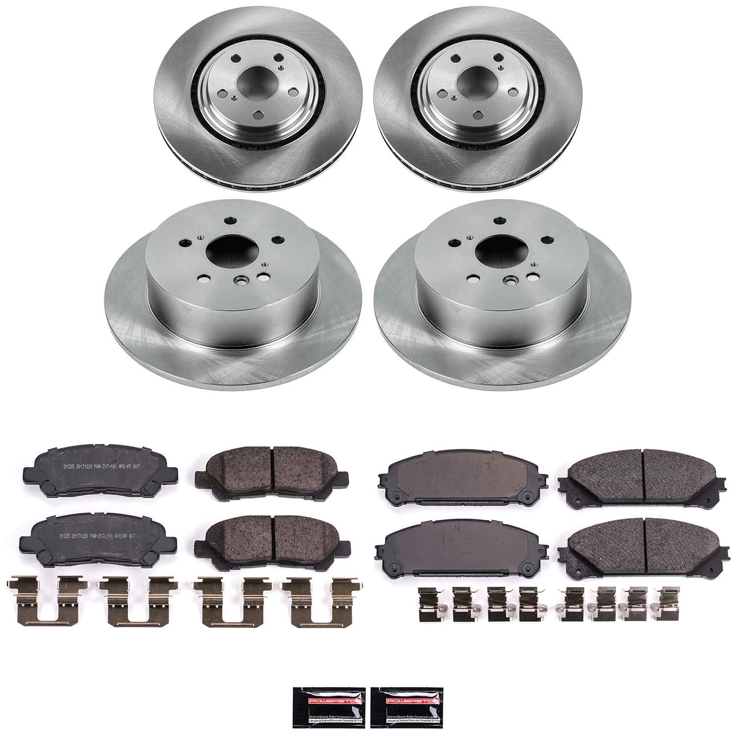Oe Stock Replacement Low-Dust Ceramic Brake Pad And Rotor Kit