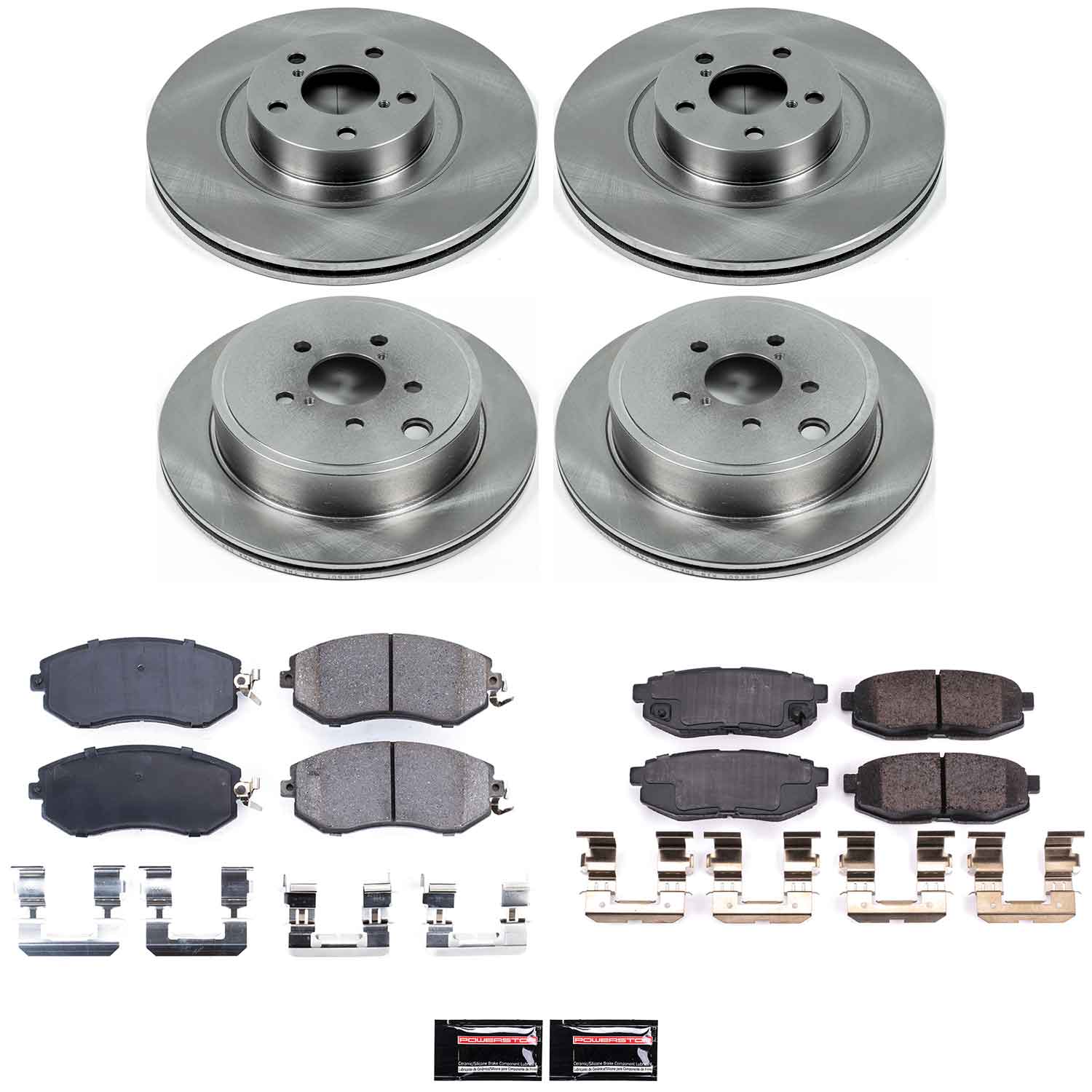 Oe Stock Replacement Low-Dust Ceramic Brake Pad And Rotor Kit