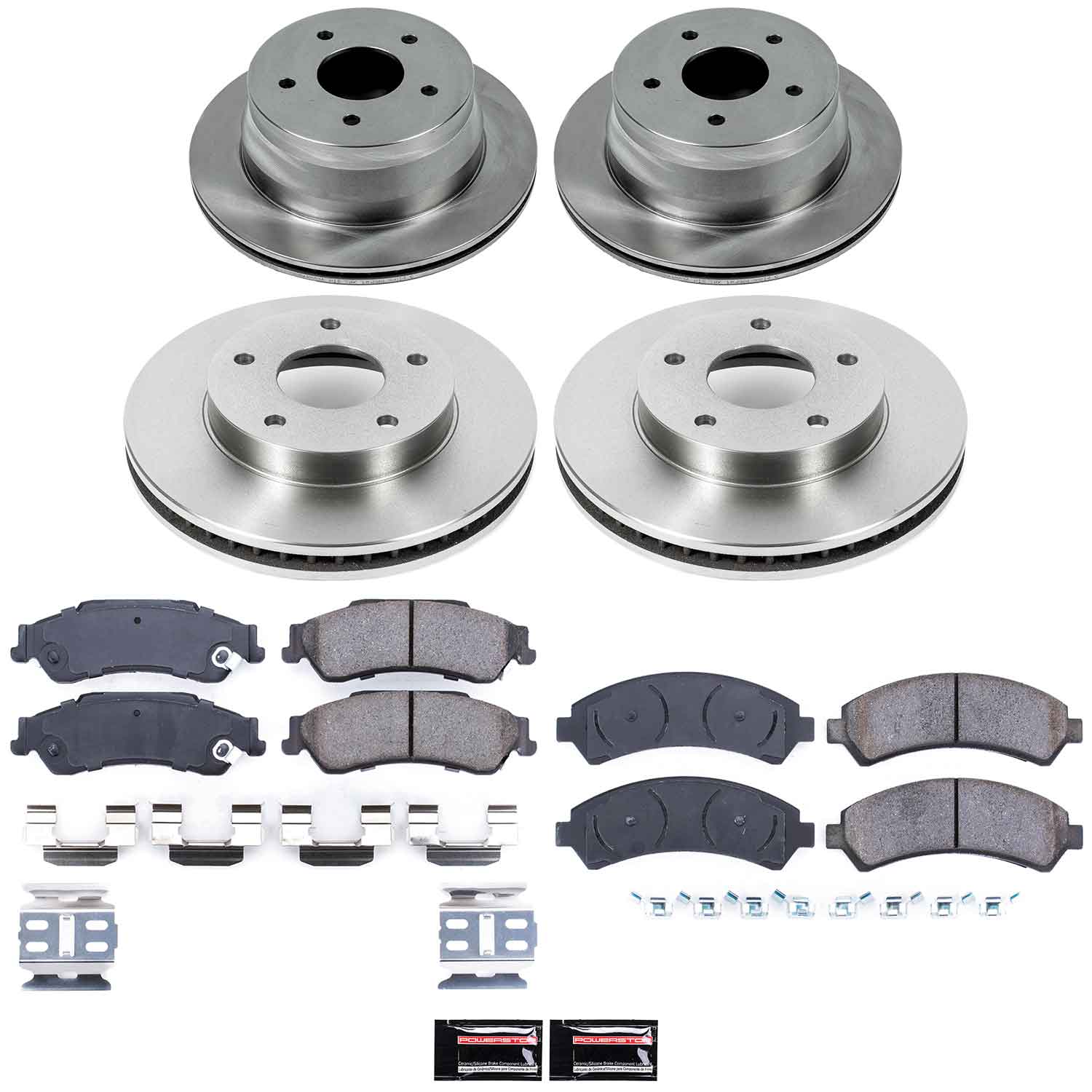 Oe Stock Replacement Low-Dust Ceramic Brake Pad And Rotor Kit