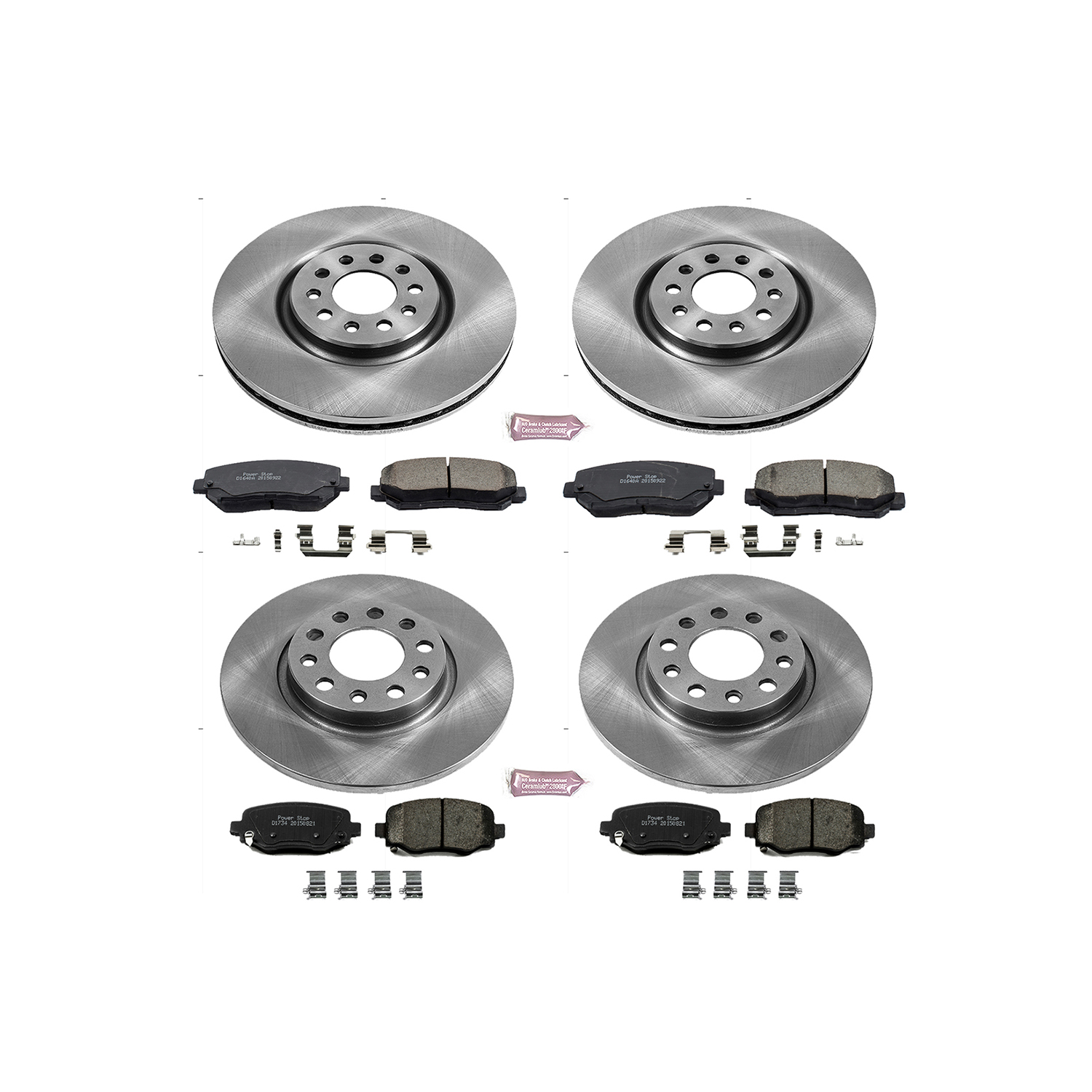 Oe Stock Replacement Low-Dust Ceramic Brake Pad And Rotor Kit