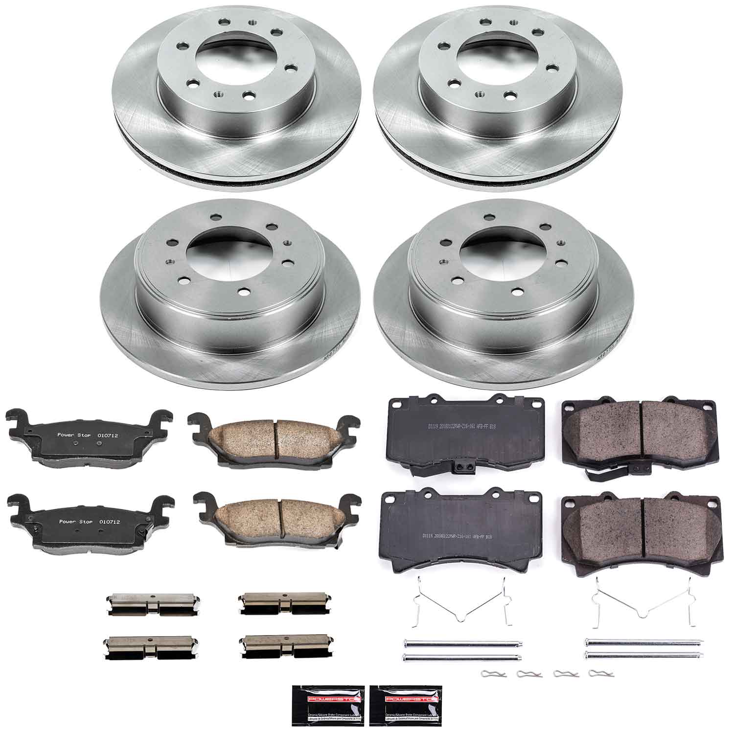 Oe Stock Replacement Low-Dust Ceramic Brake Pad And Rotor Kit